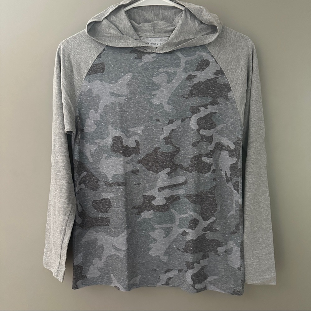 Lucky Brand Boys M 10/12 Long Sleeve Camo Hooded Jersey Top